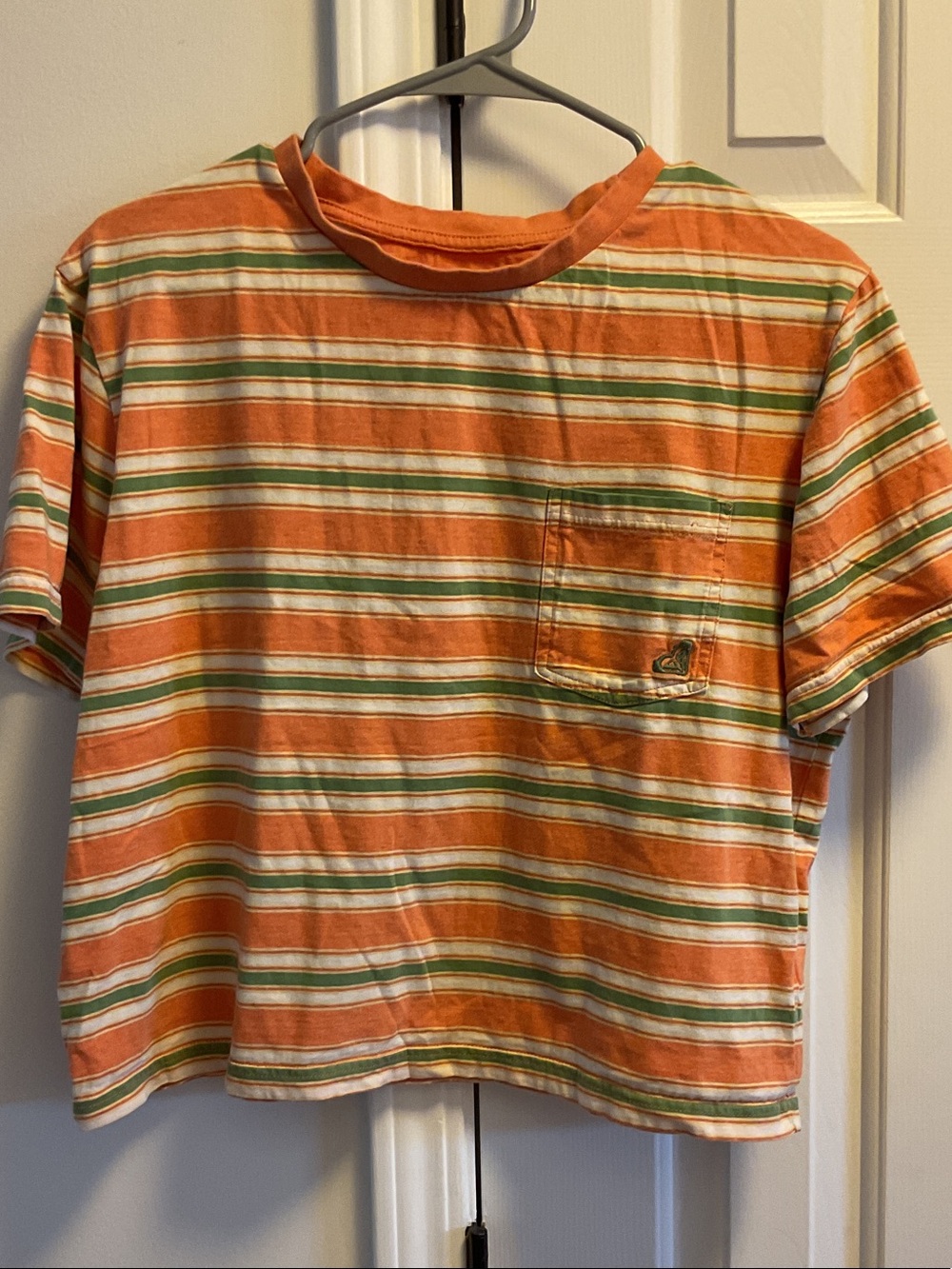 Roxy Orange Striped Pocket Tee